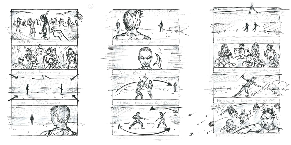 Sketching storyboard scenes